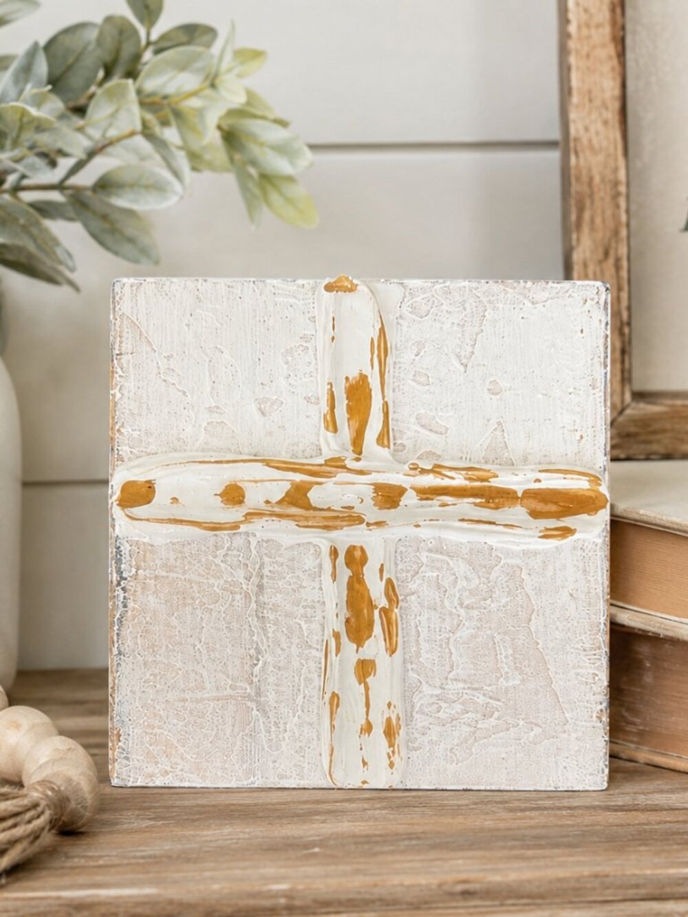 Rustic Distressed Wooden Cross Wall Decor | Farmhouse Christian Home Accent |